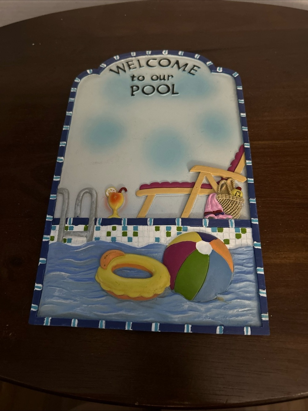 Welcome to Our Pool Decorative Wall Plaque - Coastal Blue